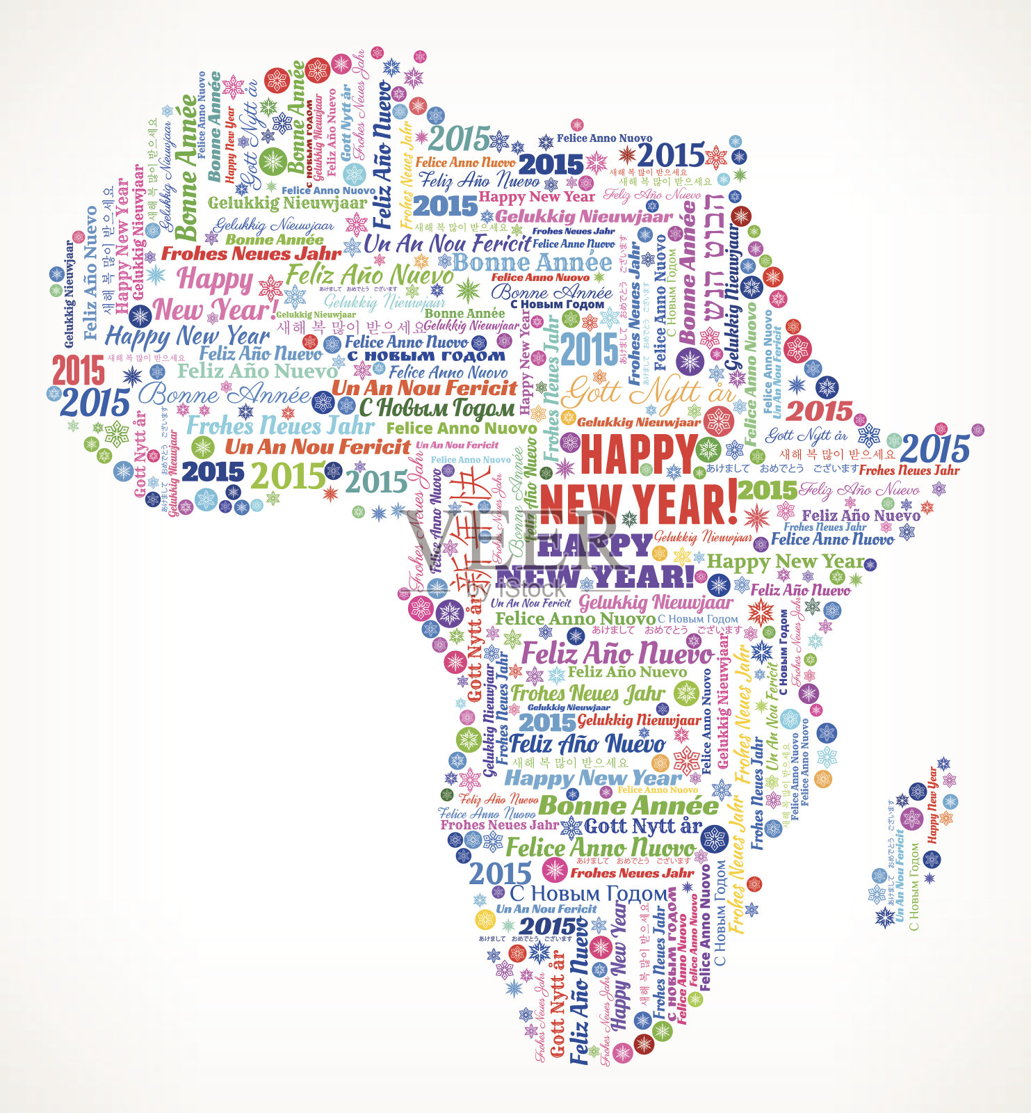 非洲地图上的国际新年词云模式插画图片素材