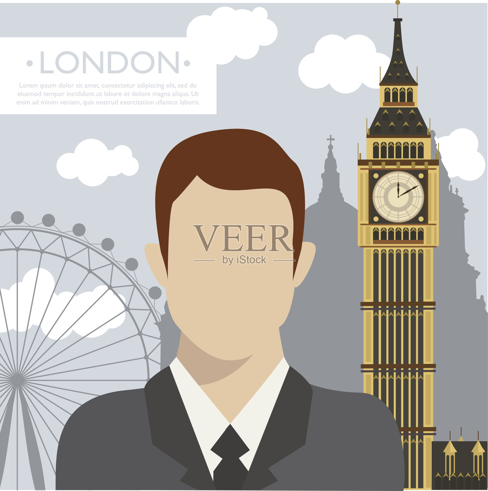 伦敦商人插画图片素材