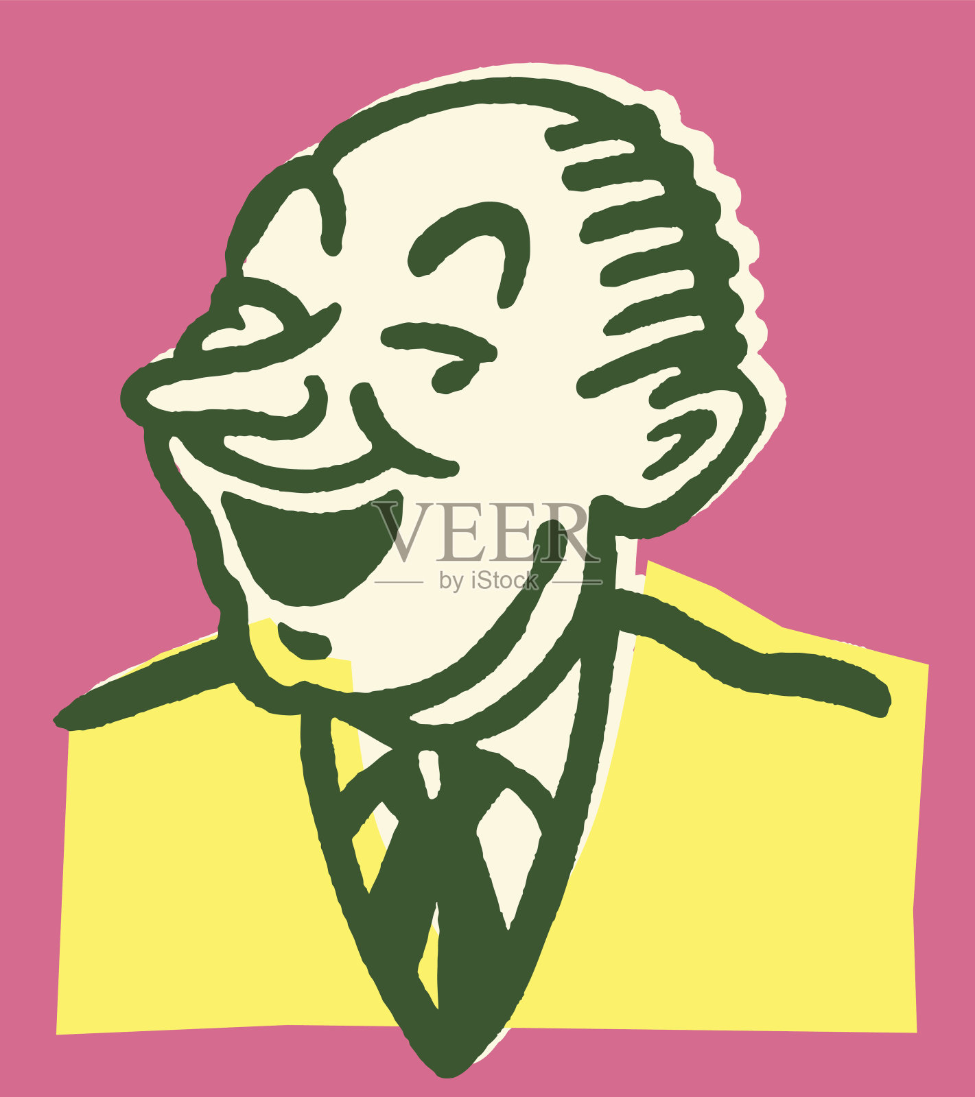 笑着的男人往一边看插画图片素材