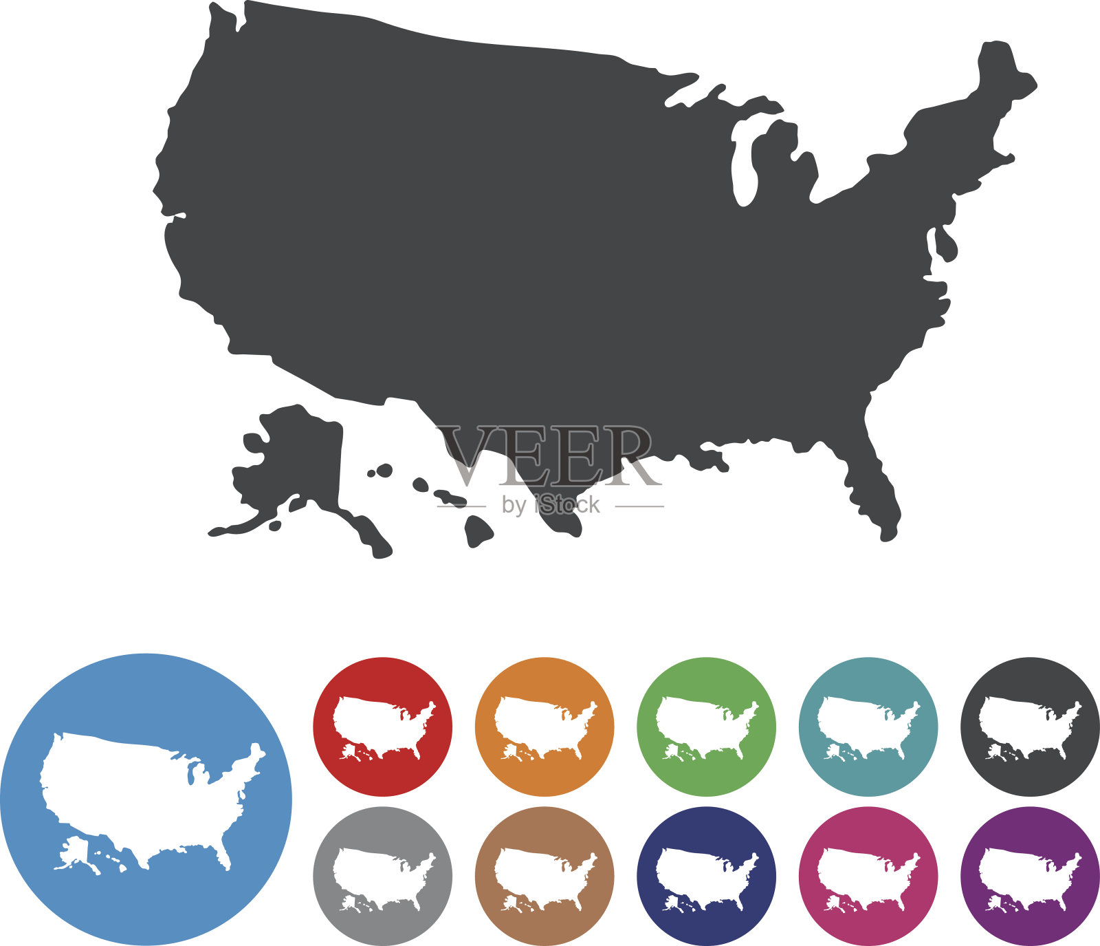 美国地图图标-图形图标系列插画图片素材