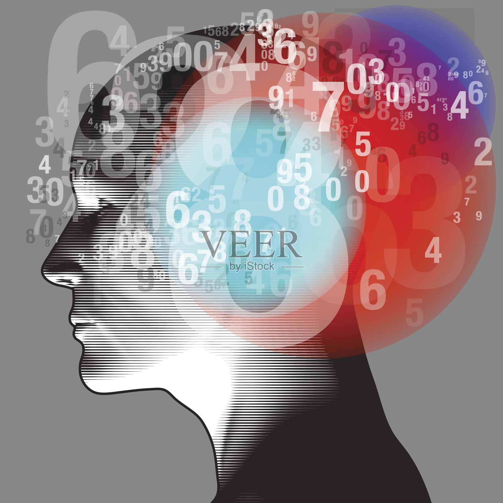 脑海中数字插画图片素材