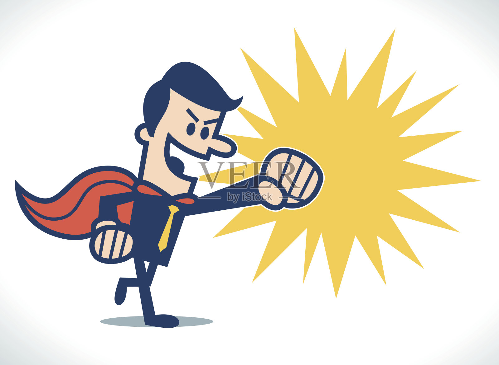 超级商人挥拳插画图片素材