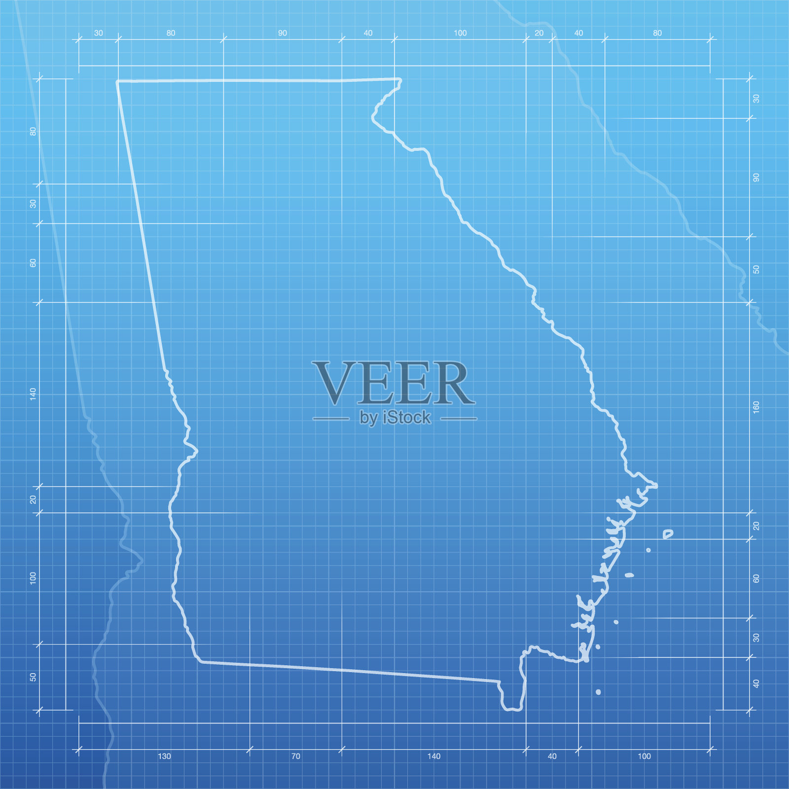 乔治亚地图上的蓝图背景插画图片素材