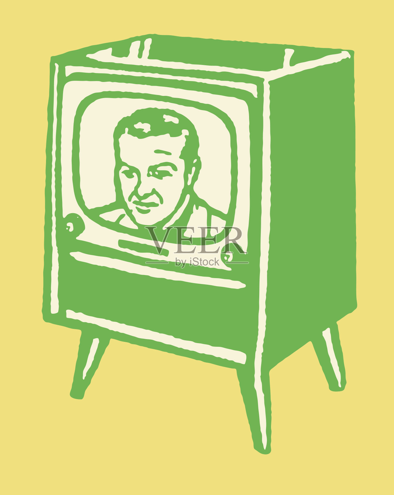 电视屏幕上的男人插画图片素材