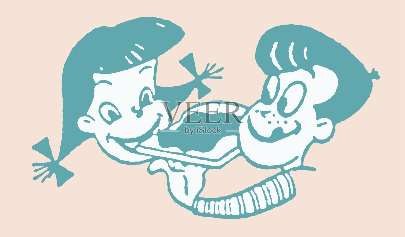 男孩和女孩的饮食插画图片素材