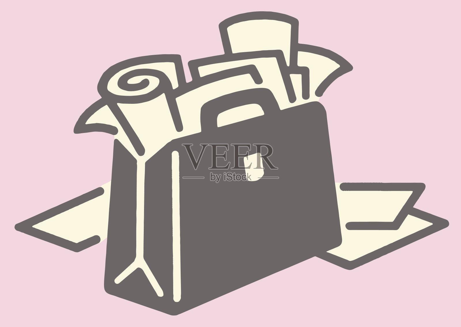 塞满文件的公文包插画图片素材