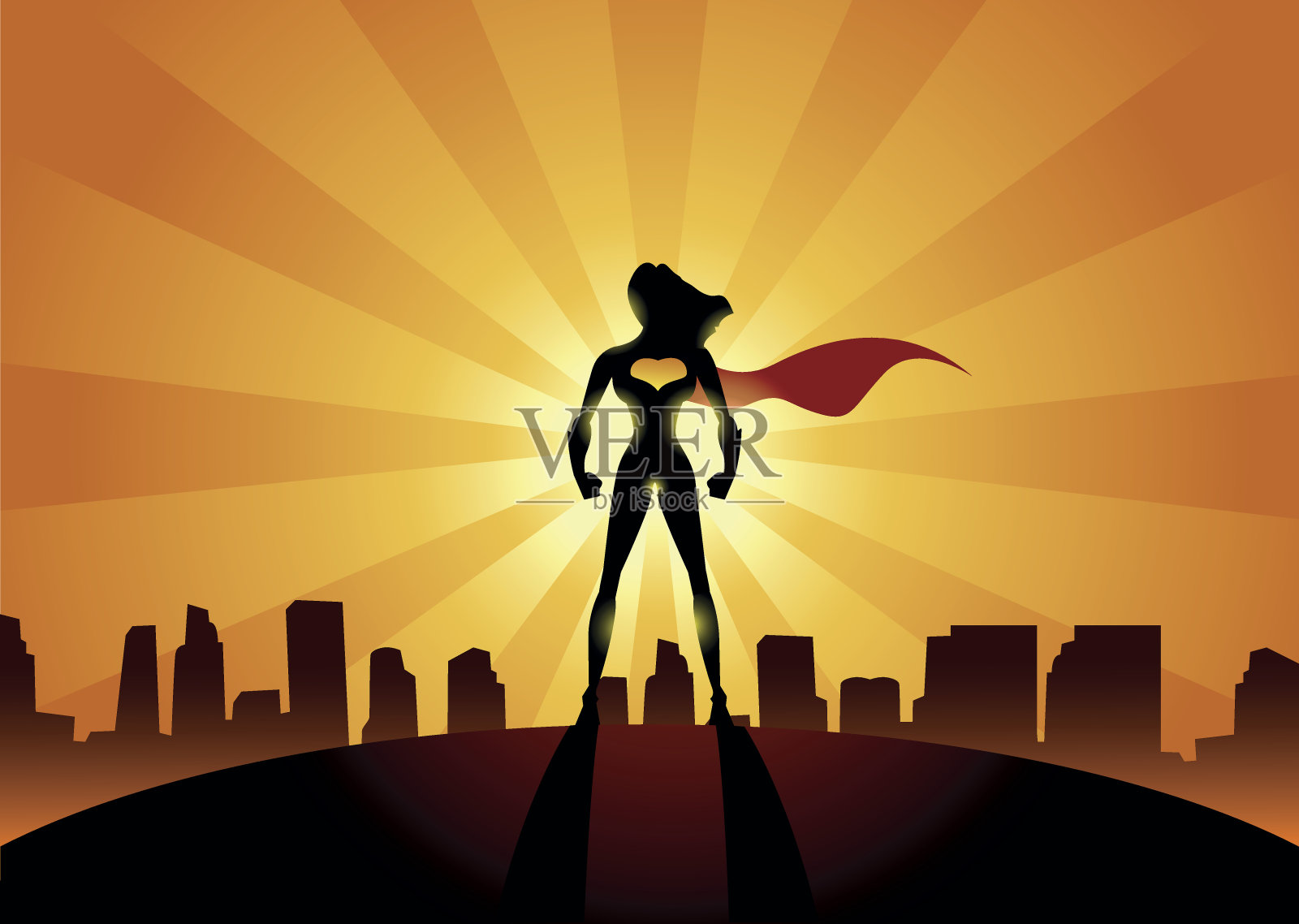 都市女超人插画图片素材