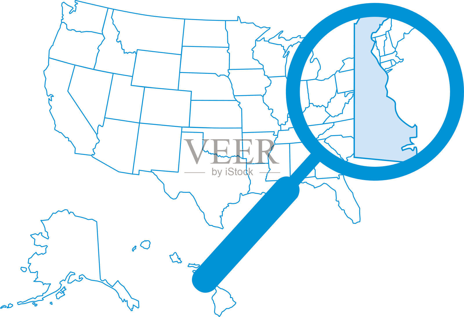 特拉华州放大地图插画图片素材