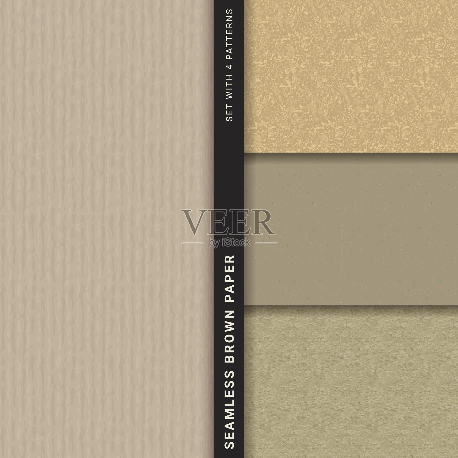 牛皮纸(一套四种无缝图案)插画图片素材