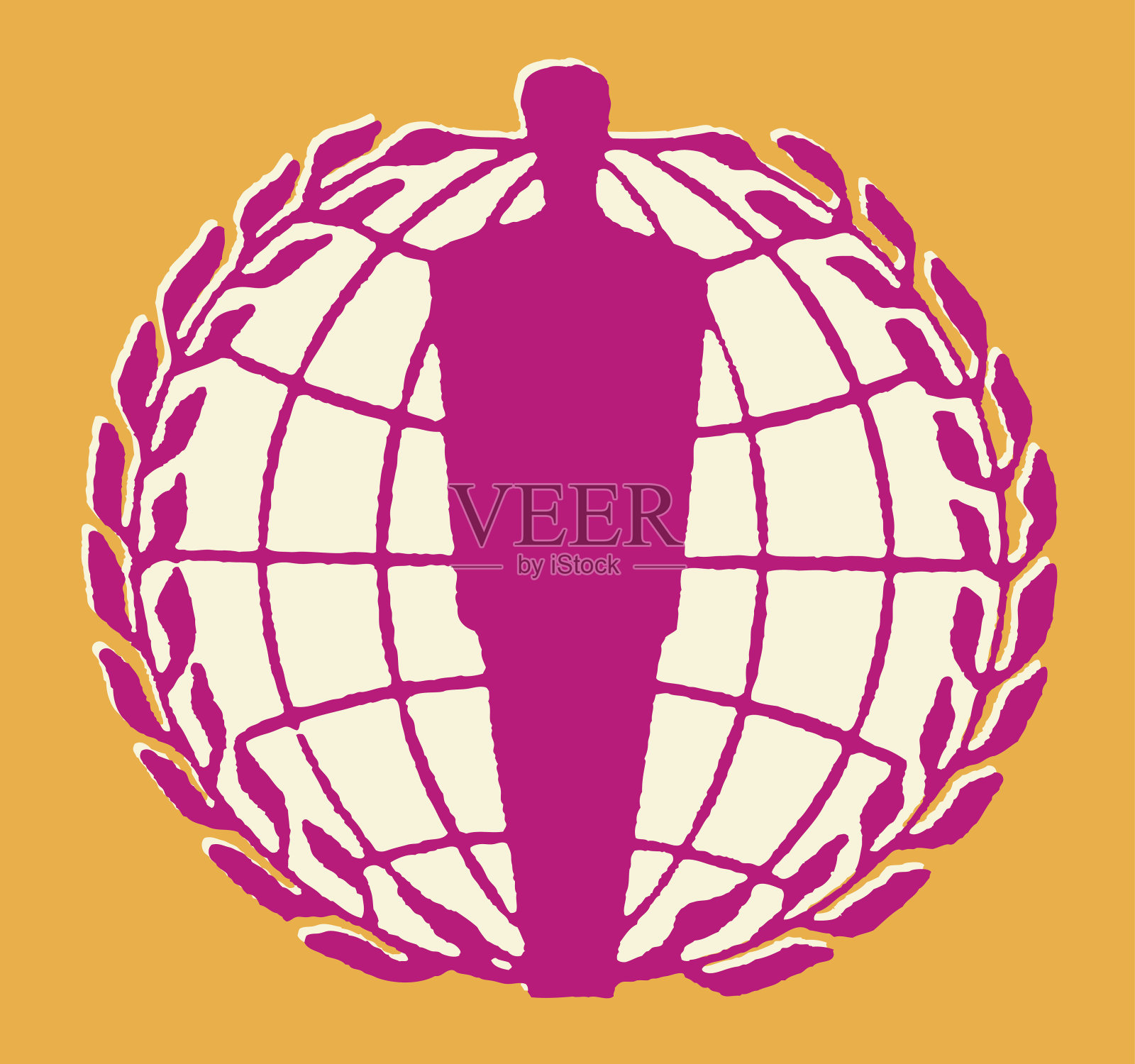 世界面前的男人插画图片素材