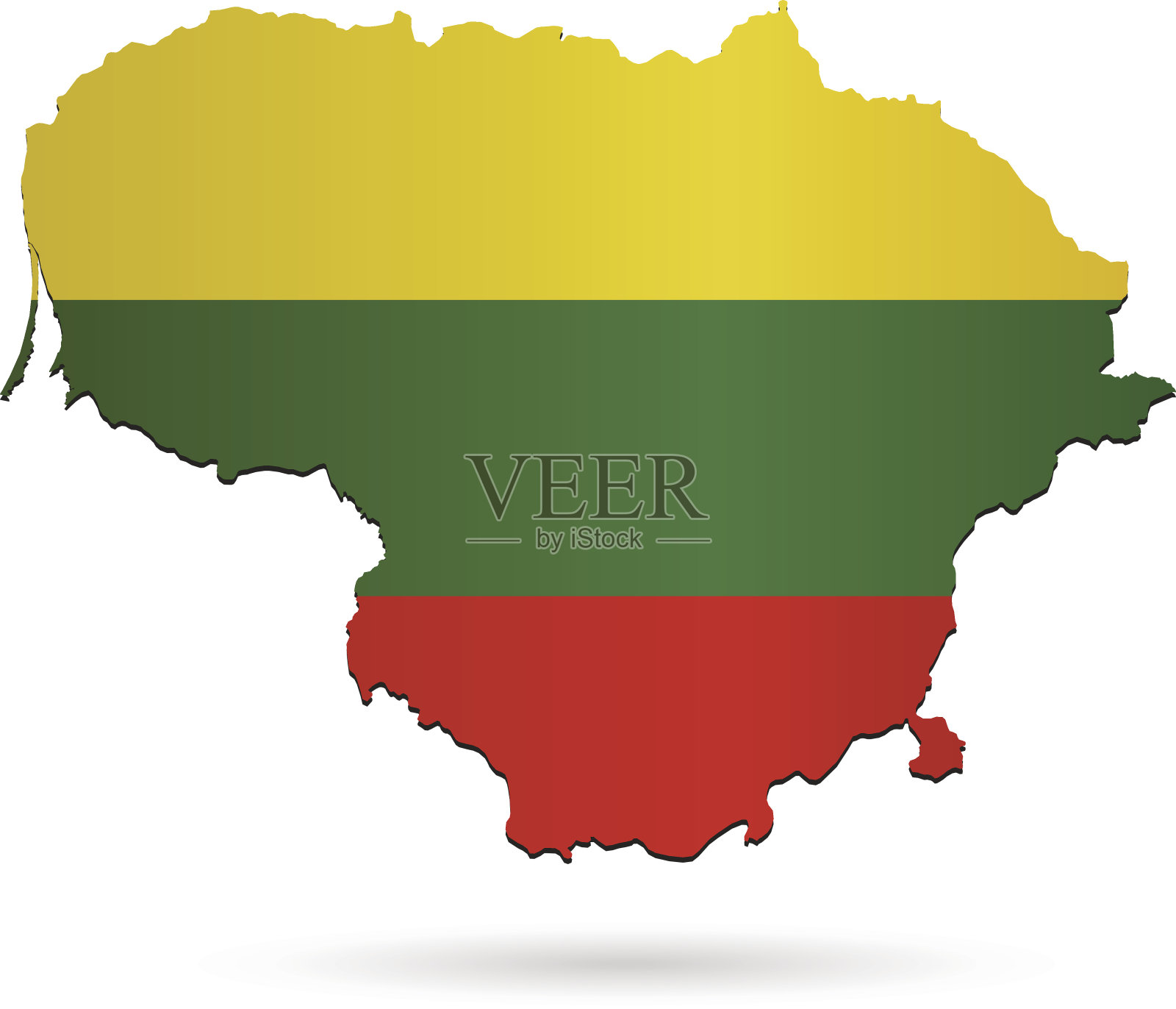 白色背景上的立陶宛国旗地图插画图片素材