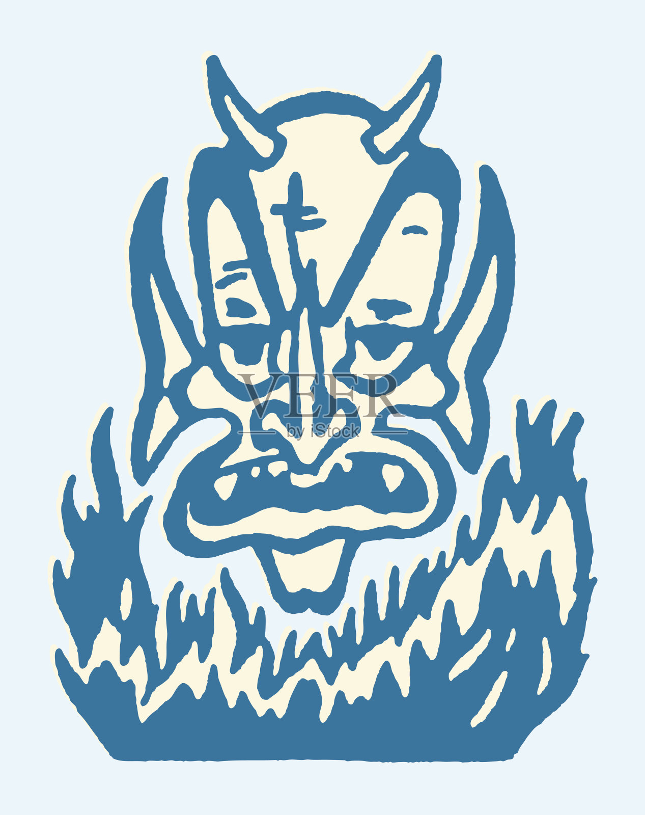 魔鬼在火插画图片素材