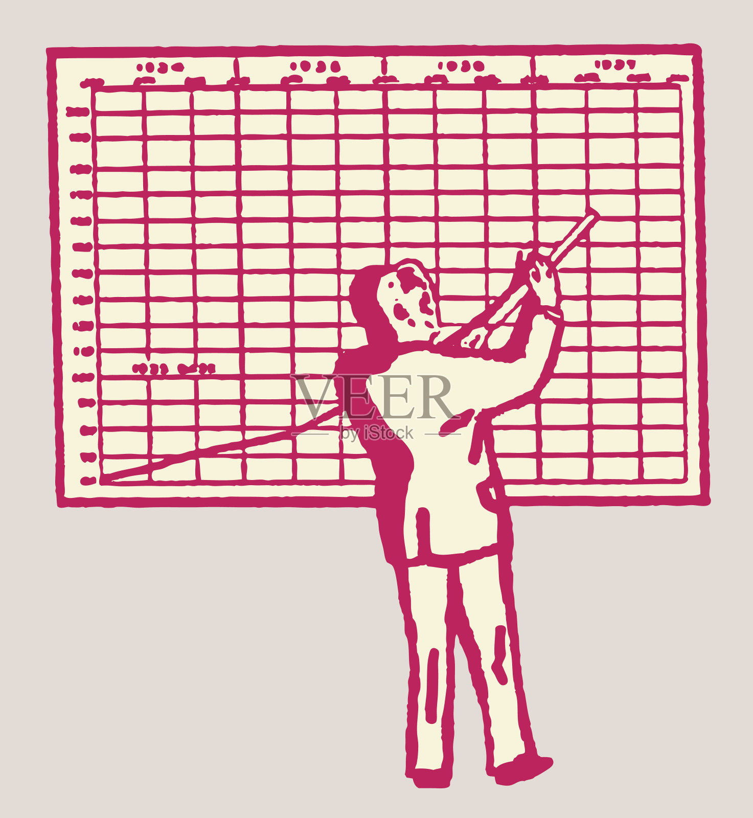 在折线图上工作的人插画图片素材