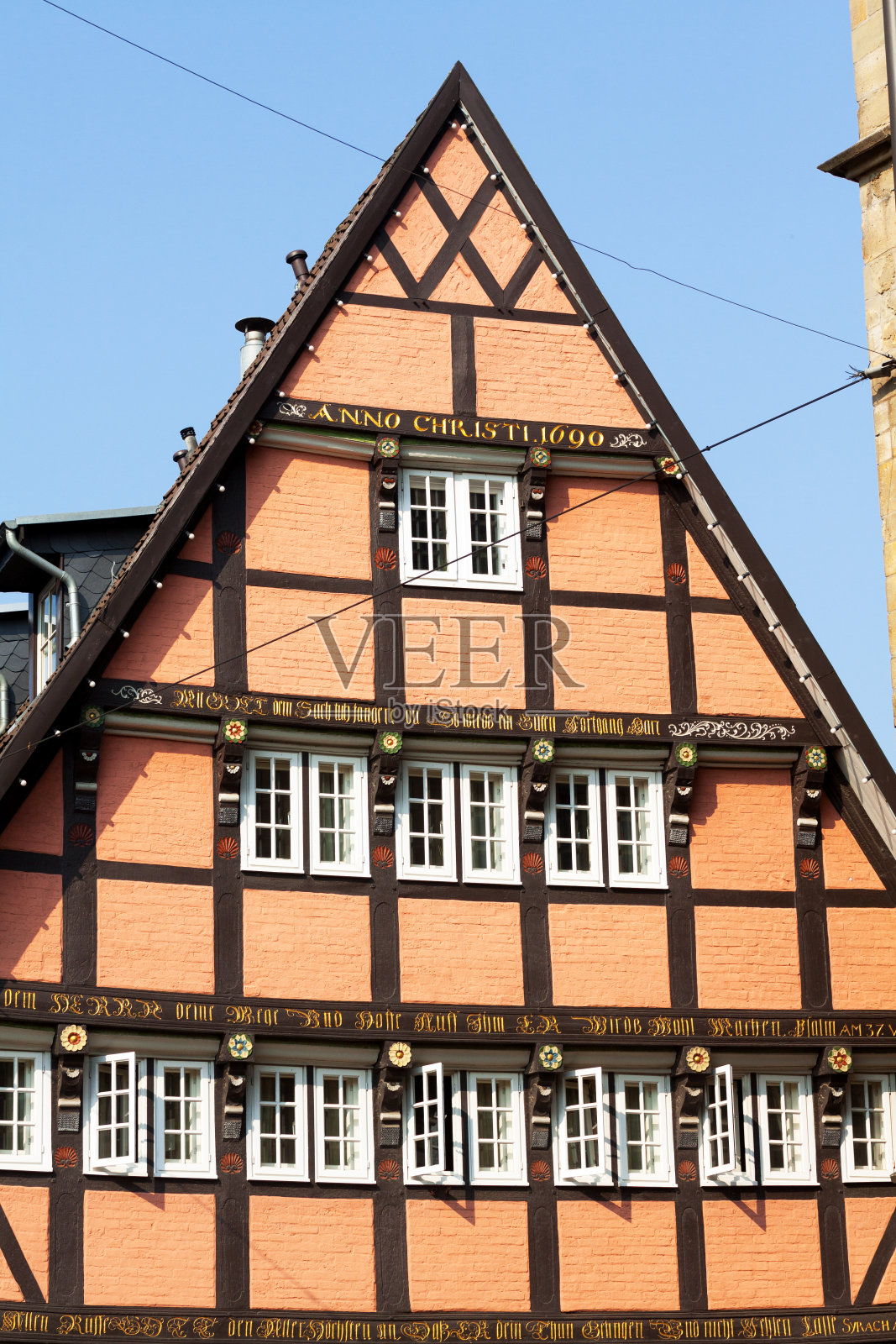 古老的半木山墙Osnabrück，德国照片摄影图片