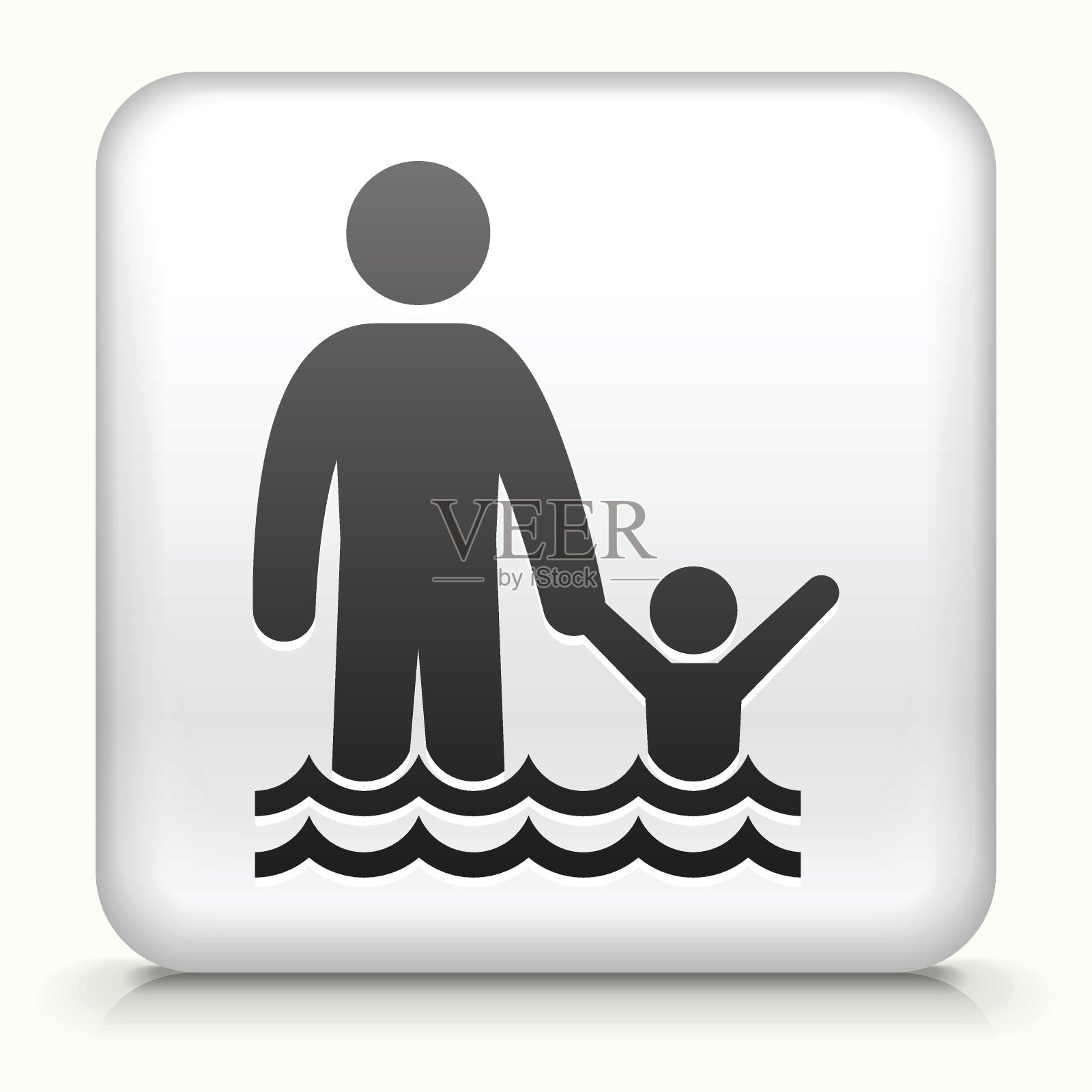 游泳方形按钮插画图片素材