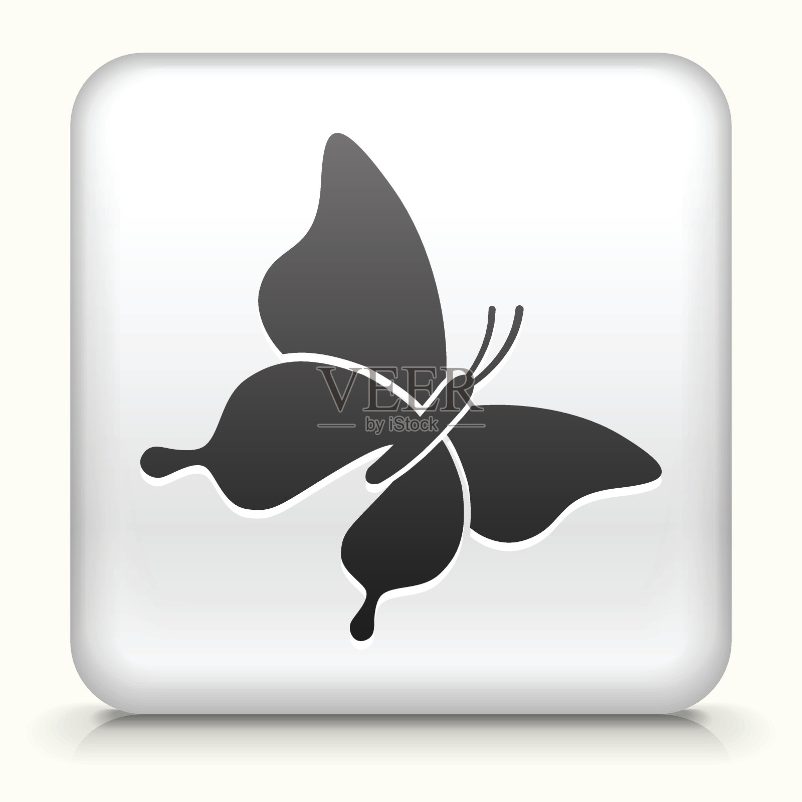 方形按钮与蝴蝶皇室免费矢量艺术插画图片素材