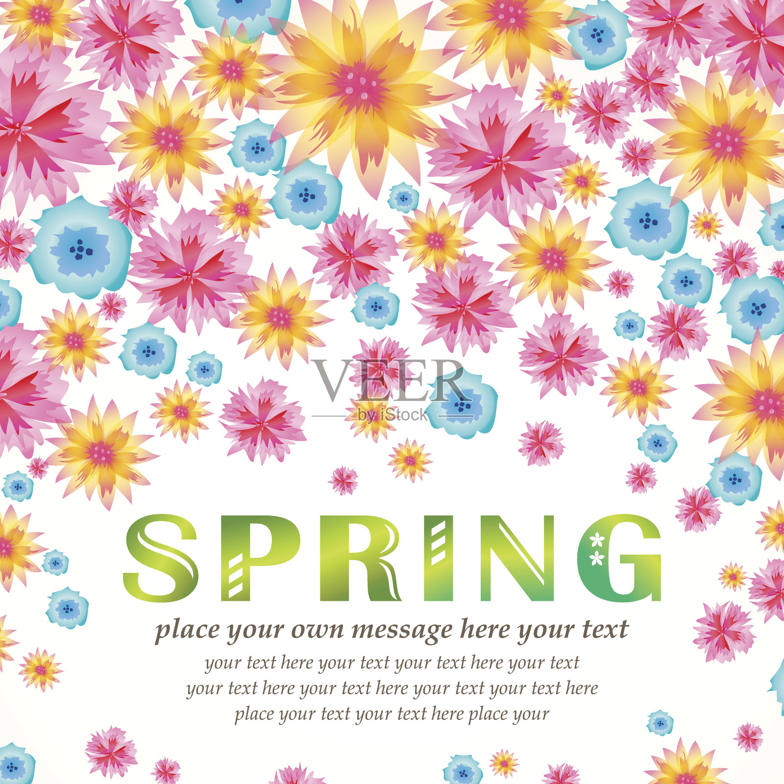 春花绽放背景插画图片素材