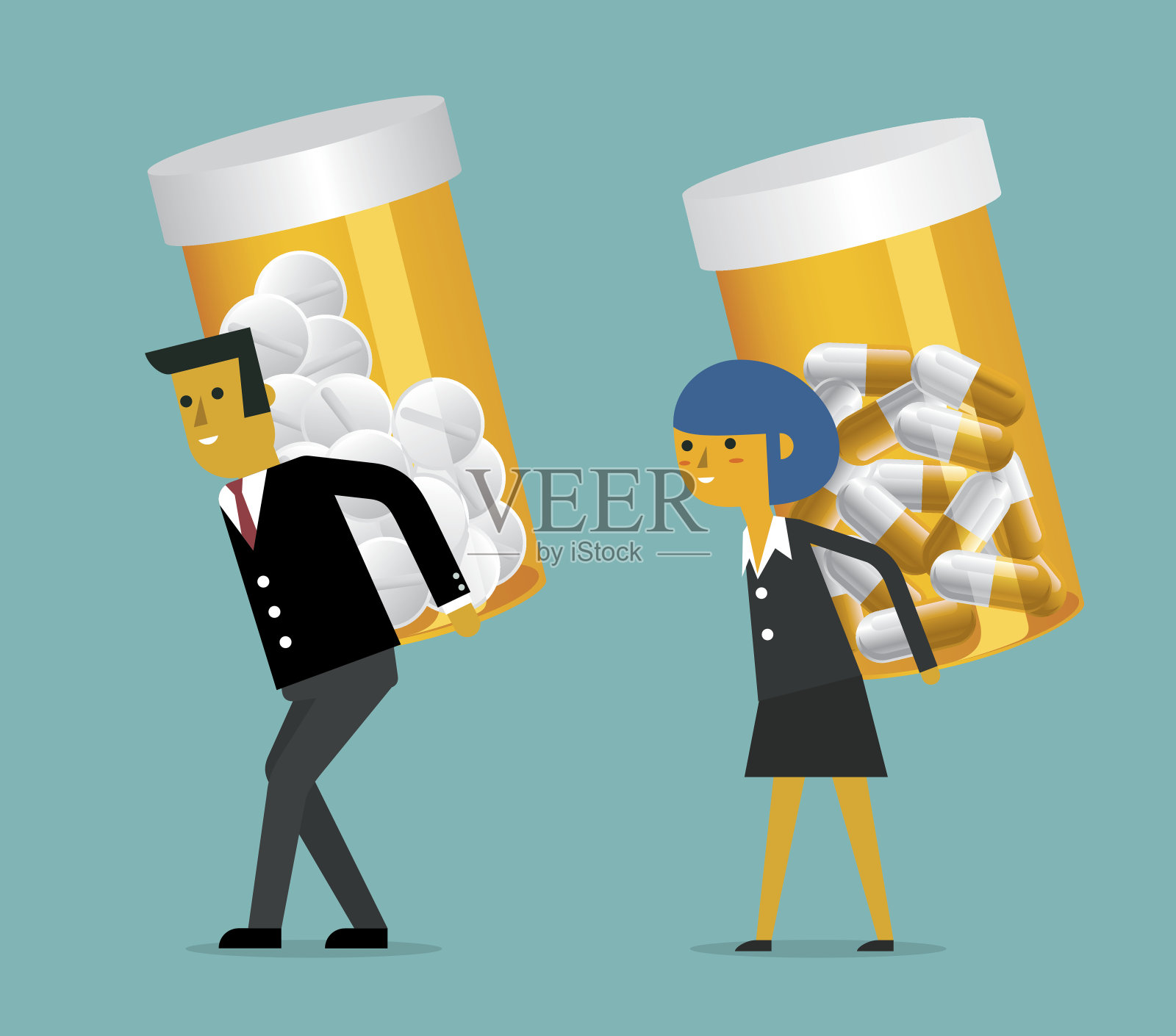 拿着药瓶的商人插画图片素材