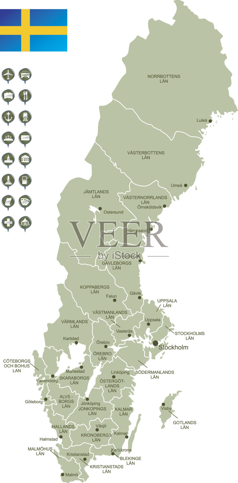 瑞典地图插画图片素材