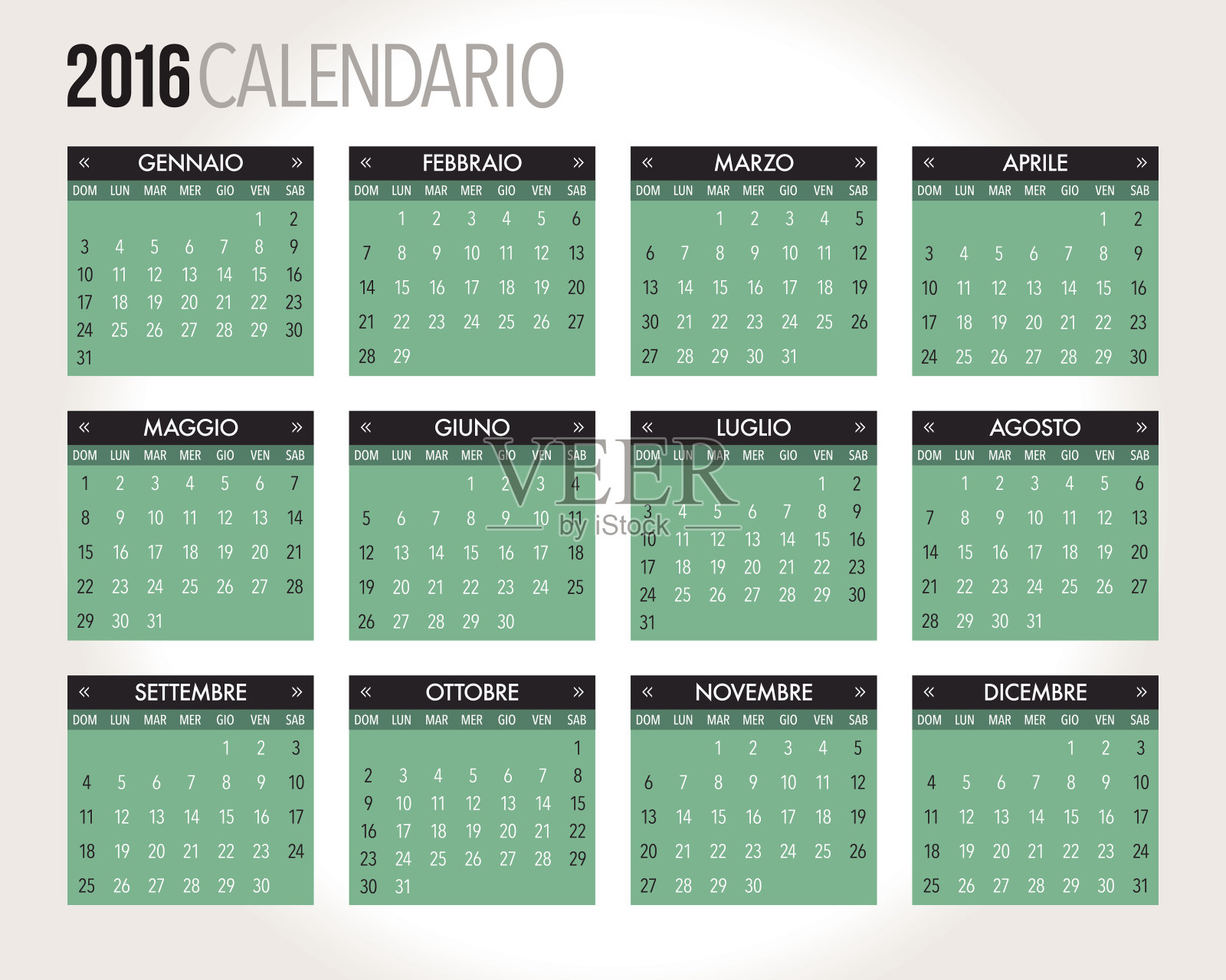 2016意大利日历模板设计模板素材