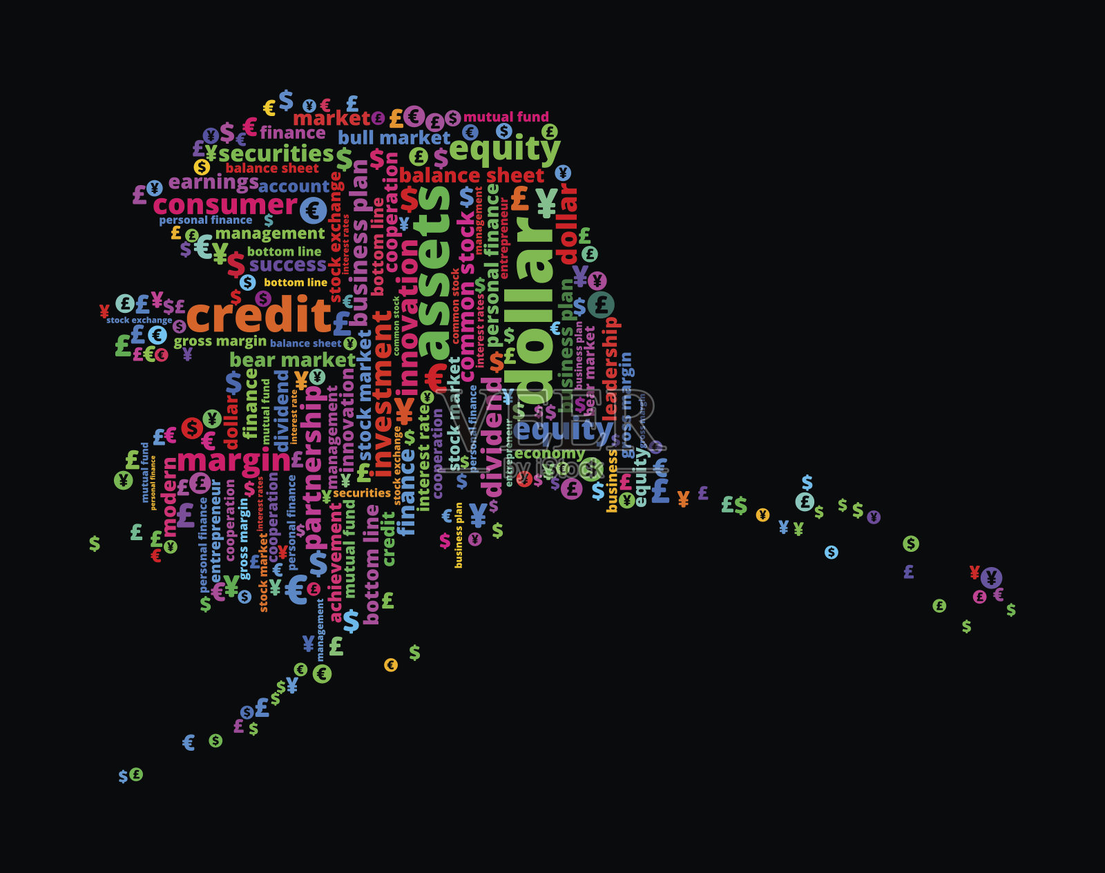 阿拉斯加州商业和金融词汇云插画图片素材