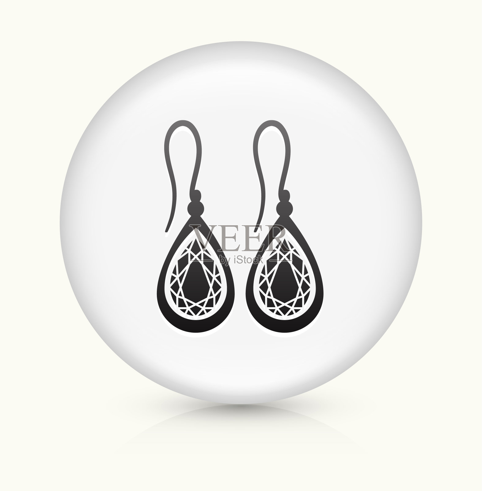 耳环图标上的白色圆形矢量按钮插画图片素材