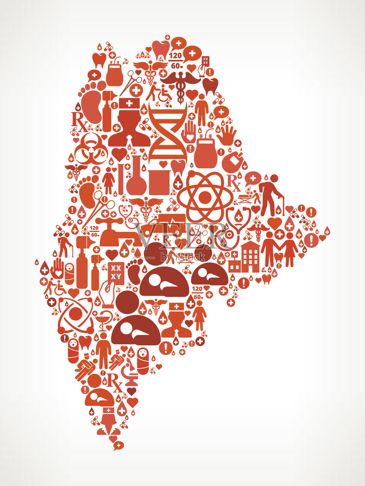 缅因州医疗保健和医疗红色图标模式插画图片素材