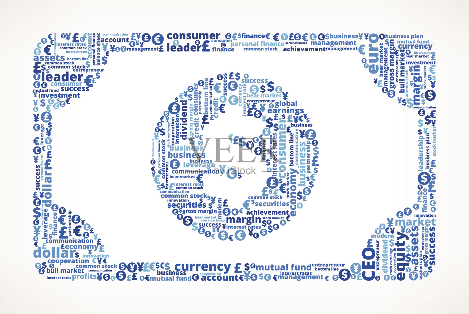 商业和金融上的金钱词汇云插画图片素材