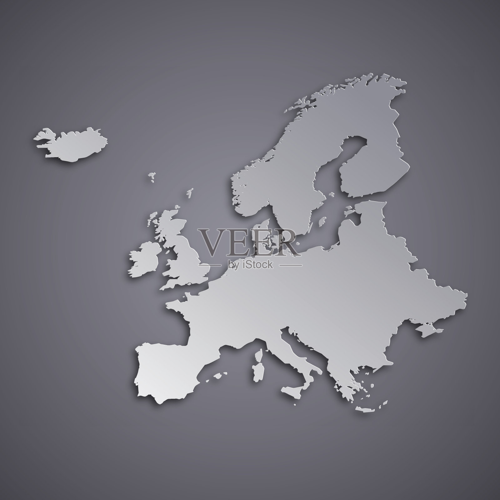 欧洲地图在黑暗的背景插画图片素材