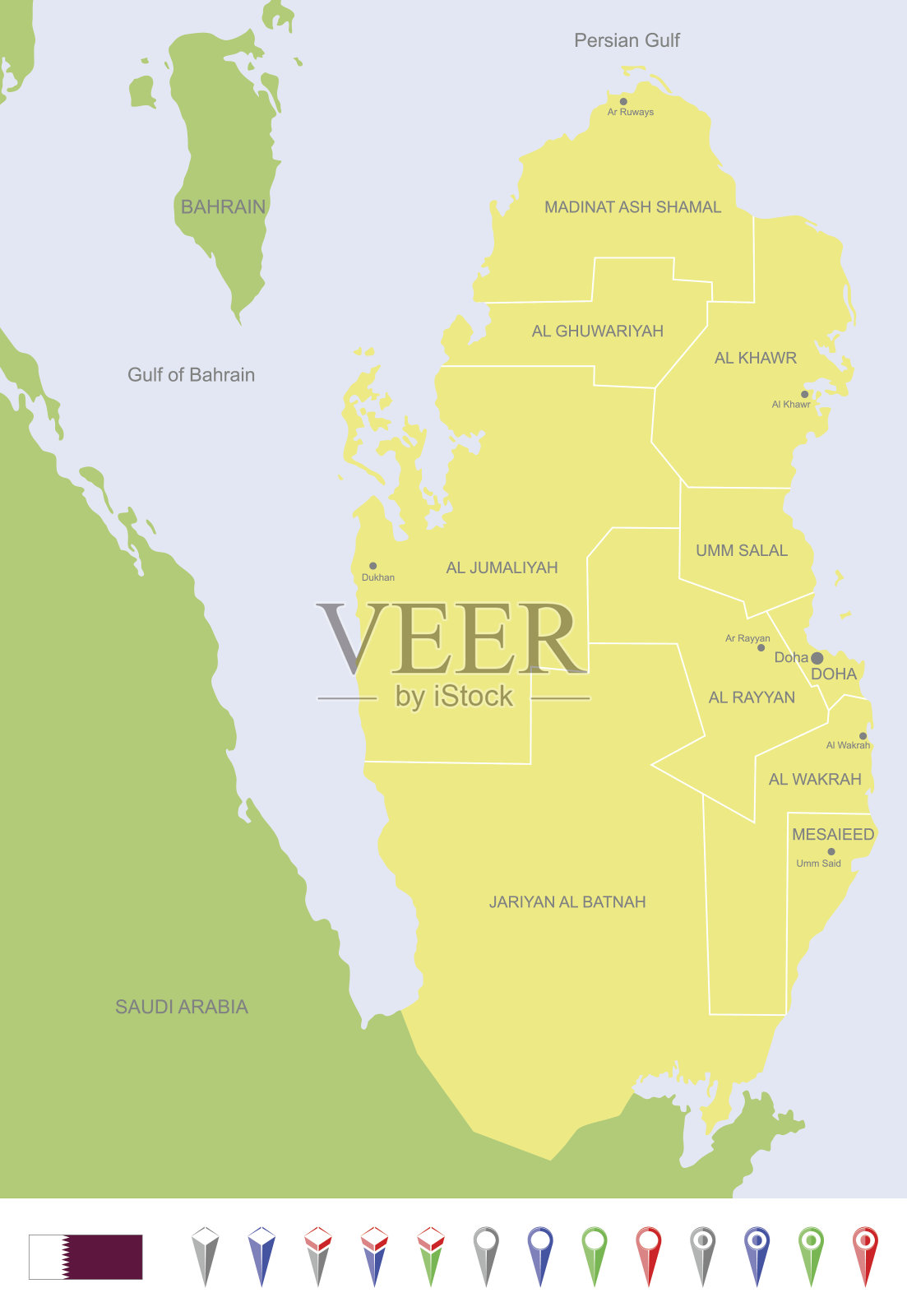 卡塔尔的地图插画图片素材