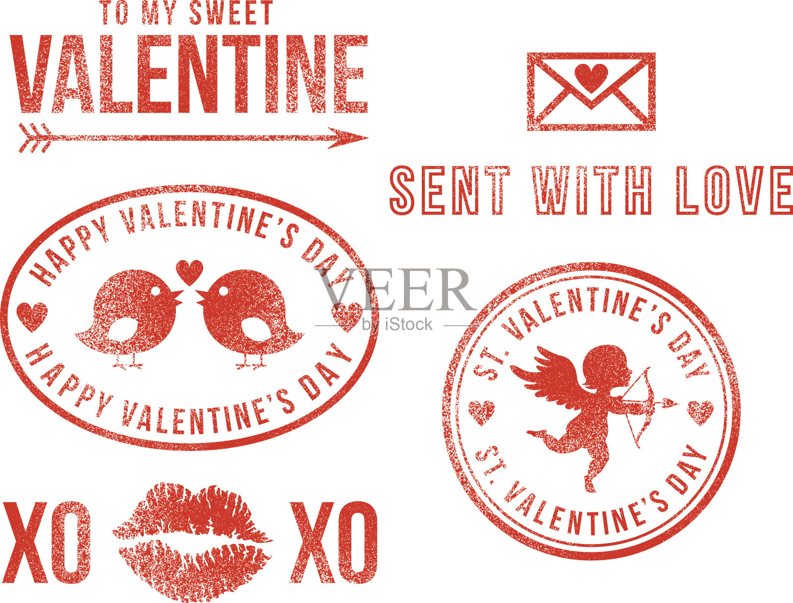 情人节爱的橡皮邮票插画图片素材