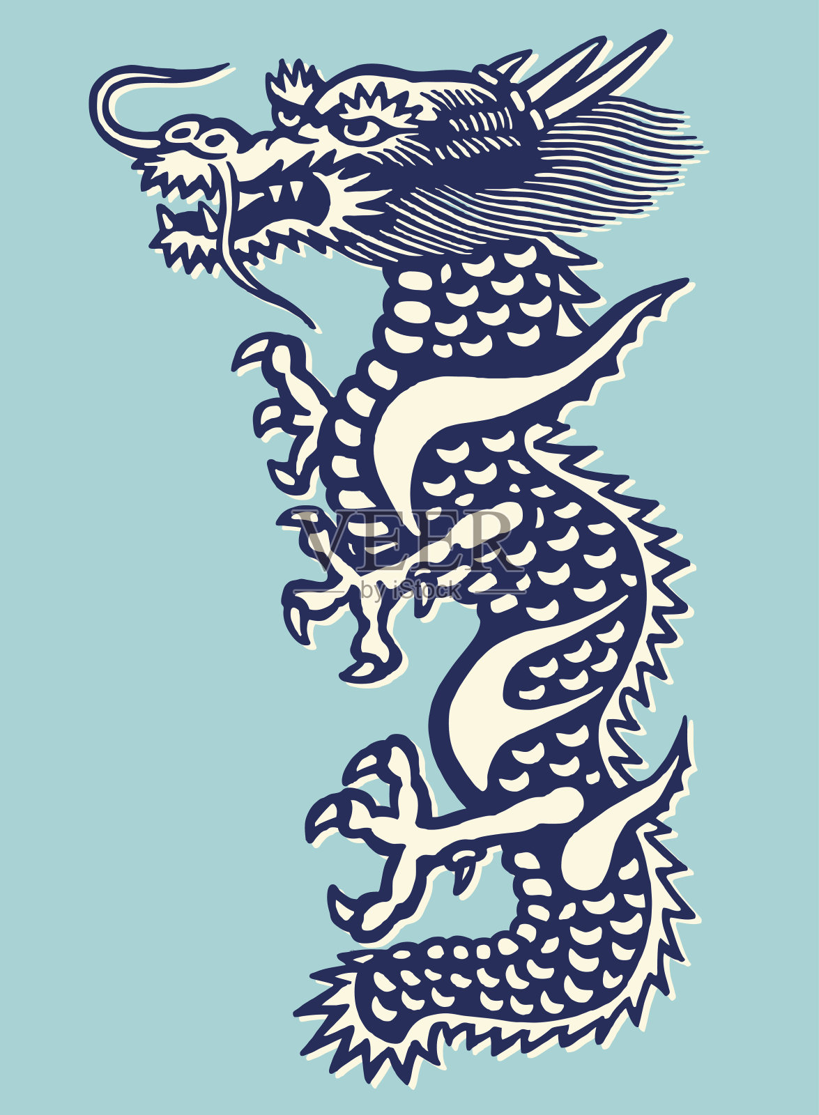 亚洲龙插画图片素材