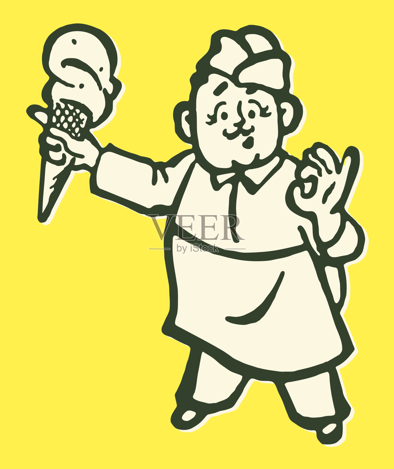 带蛋筒的冰淇淋勺插画图片素材