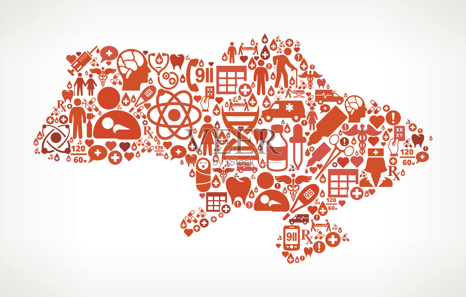 乌克兰医疗保健和医疗红色图标模式插画图片素材