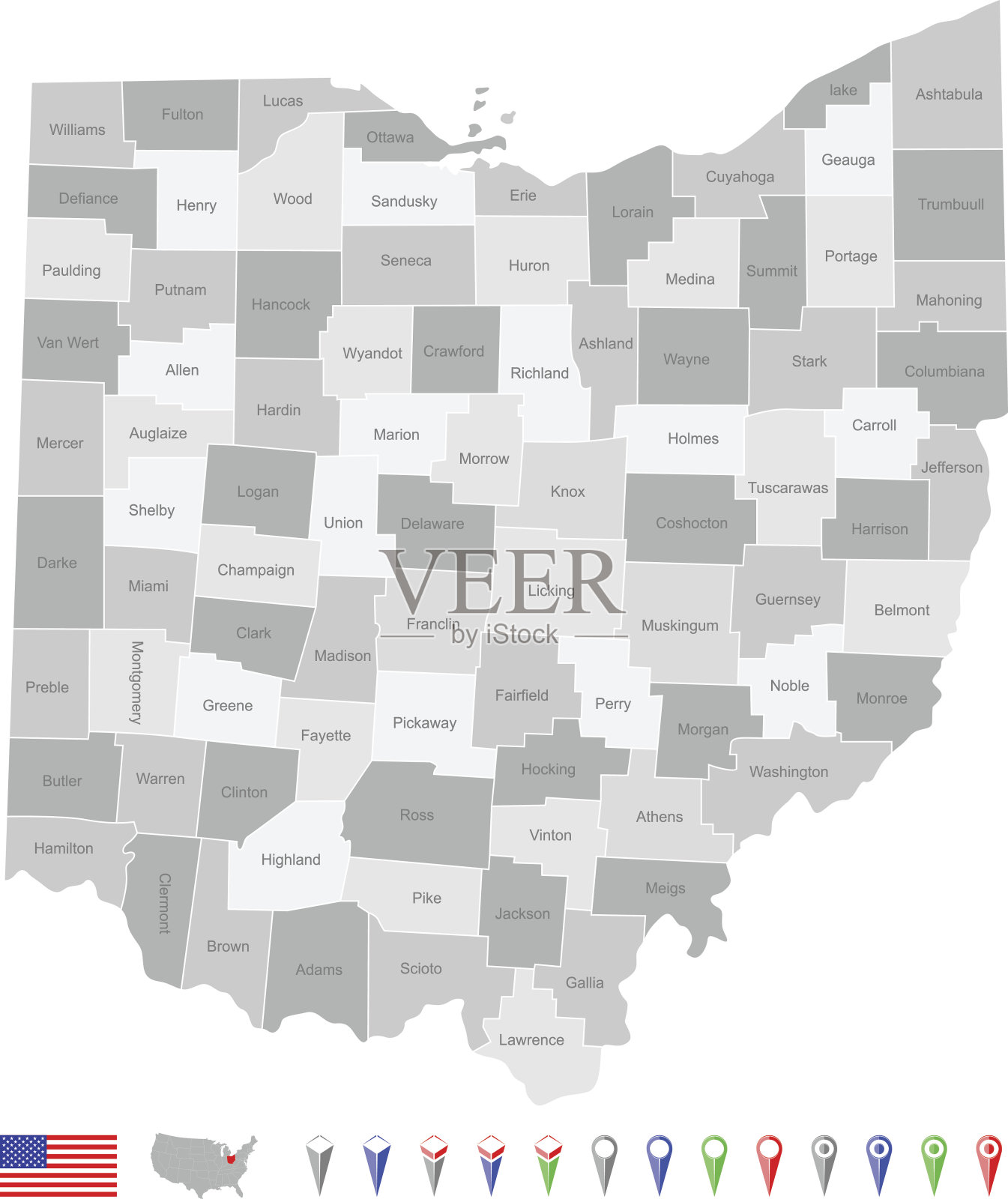 俄亥俄地图插画图片素材