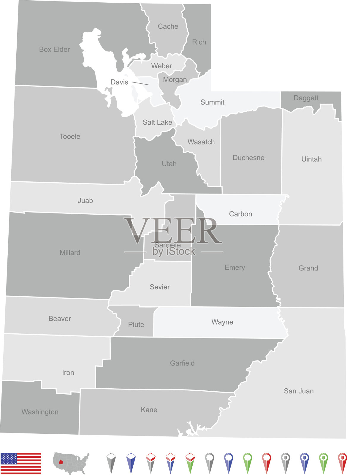 犹他州的地图插画图片素材