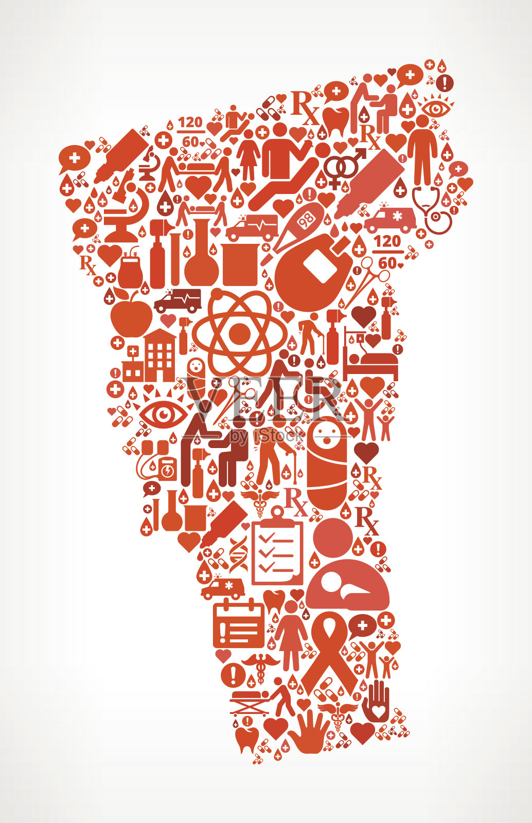 佛蒙特州医疗保健和医疗红色图标模式插画图片素材