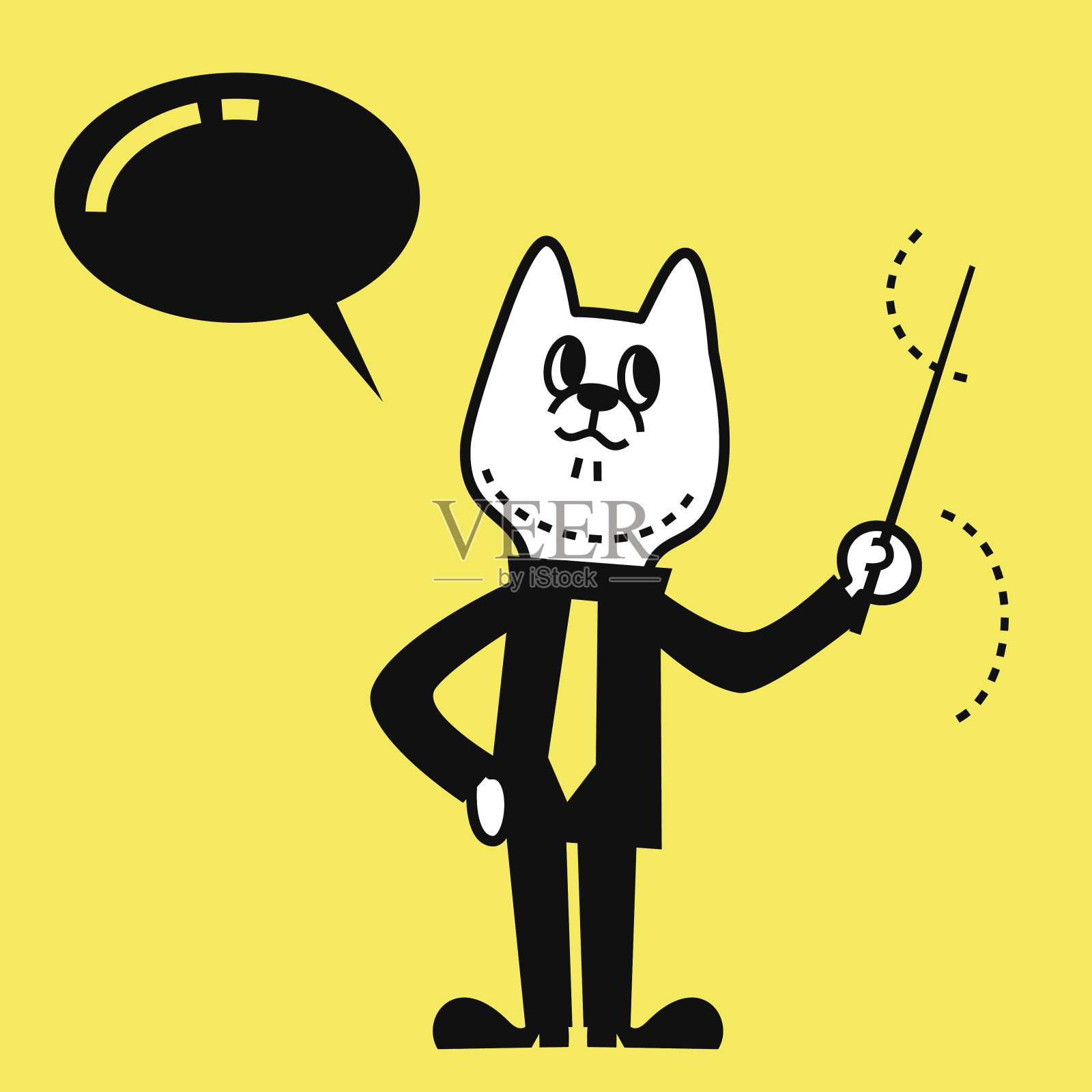 商业狗拿着一根棍子插画图片素材