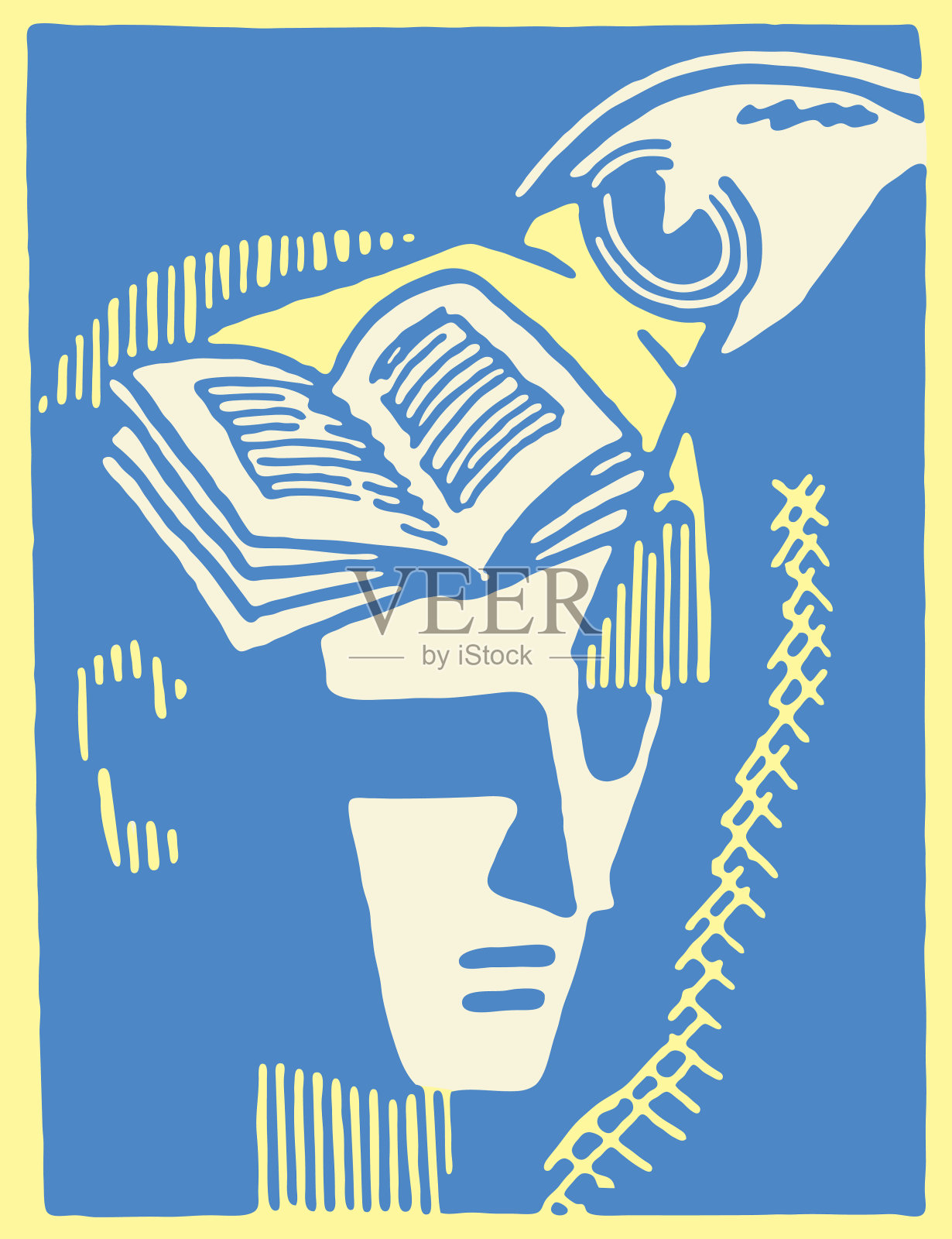 头上戴着书的男孩插画图片素材