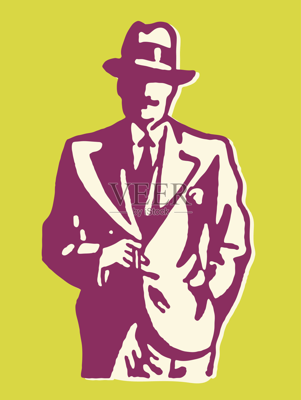 穿着西装抽烟的男人插画图片素材