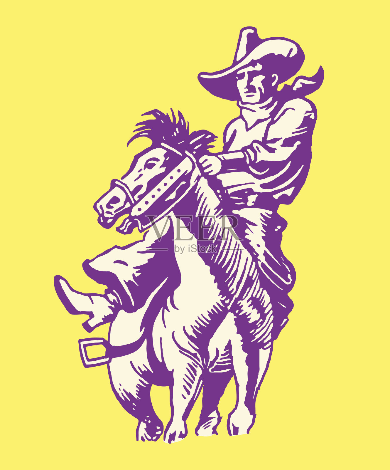 牛仔骑马插画图片素材