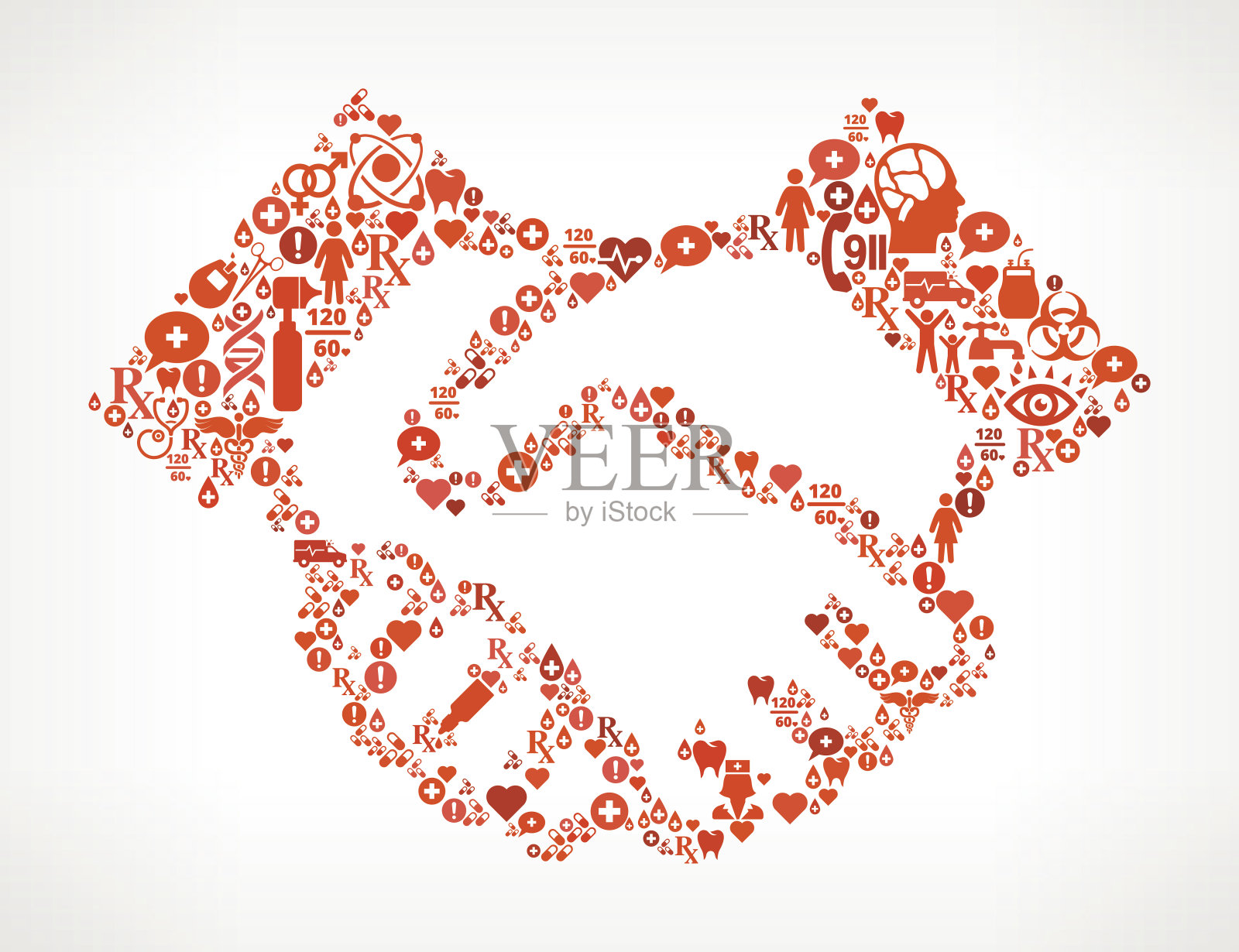 握手医疗保健和医疗无缝图标模式插画图片素材