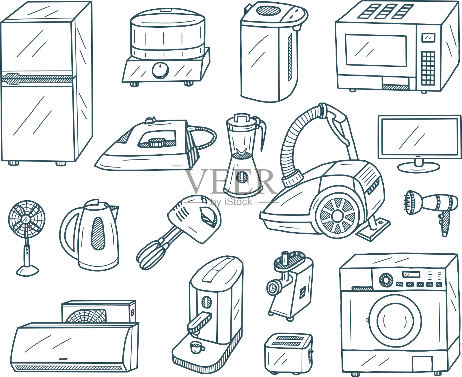 电器涂鸦插画图片素材