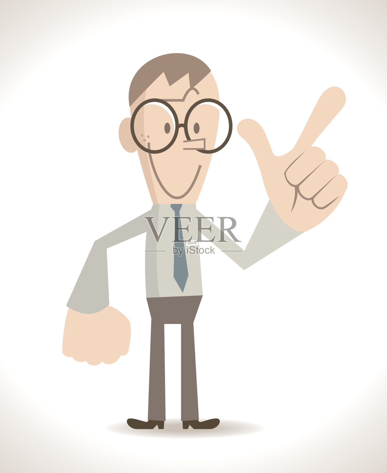 商人(瘦骨嶙峋的书呆子)打着7号手势(拿着枪)插画图片素材