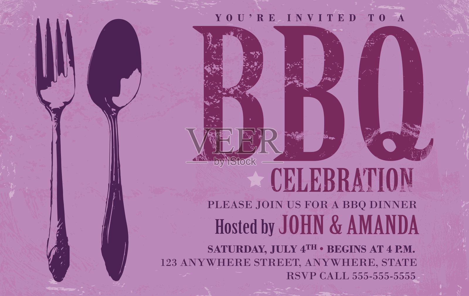 烧烤邀请设计模板与粉红色的色调设计模板素材