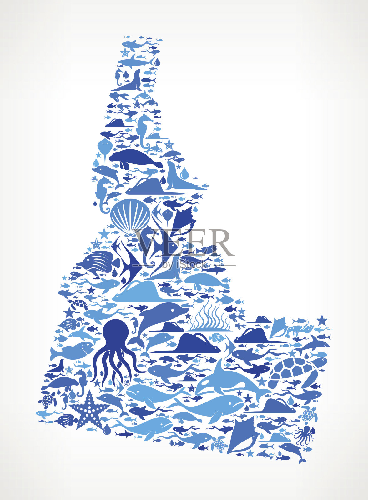 爱达荷海洋生物蓝色图标图案插画图片素材