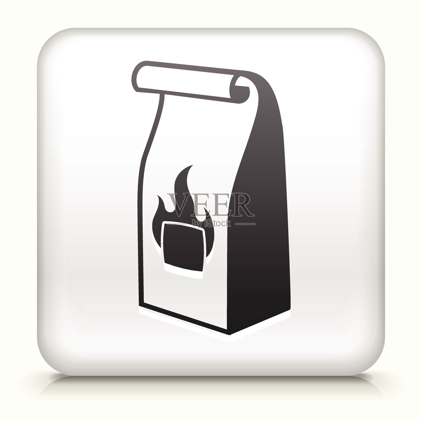 方形按钮与烧烤木炭袋插画图片素材