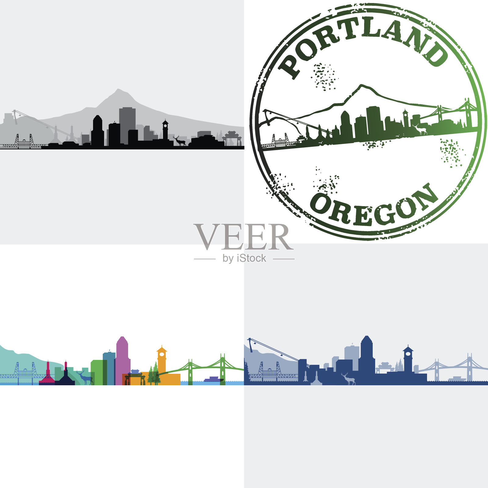波特兰俄勒冈州城市插画图片素材