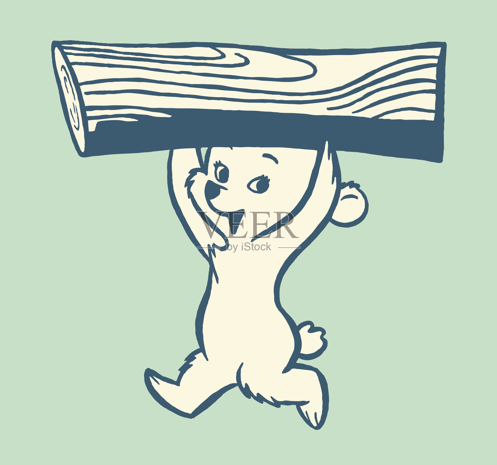 抱木头的小熊设计元素图片