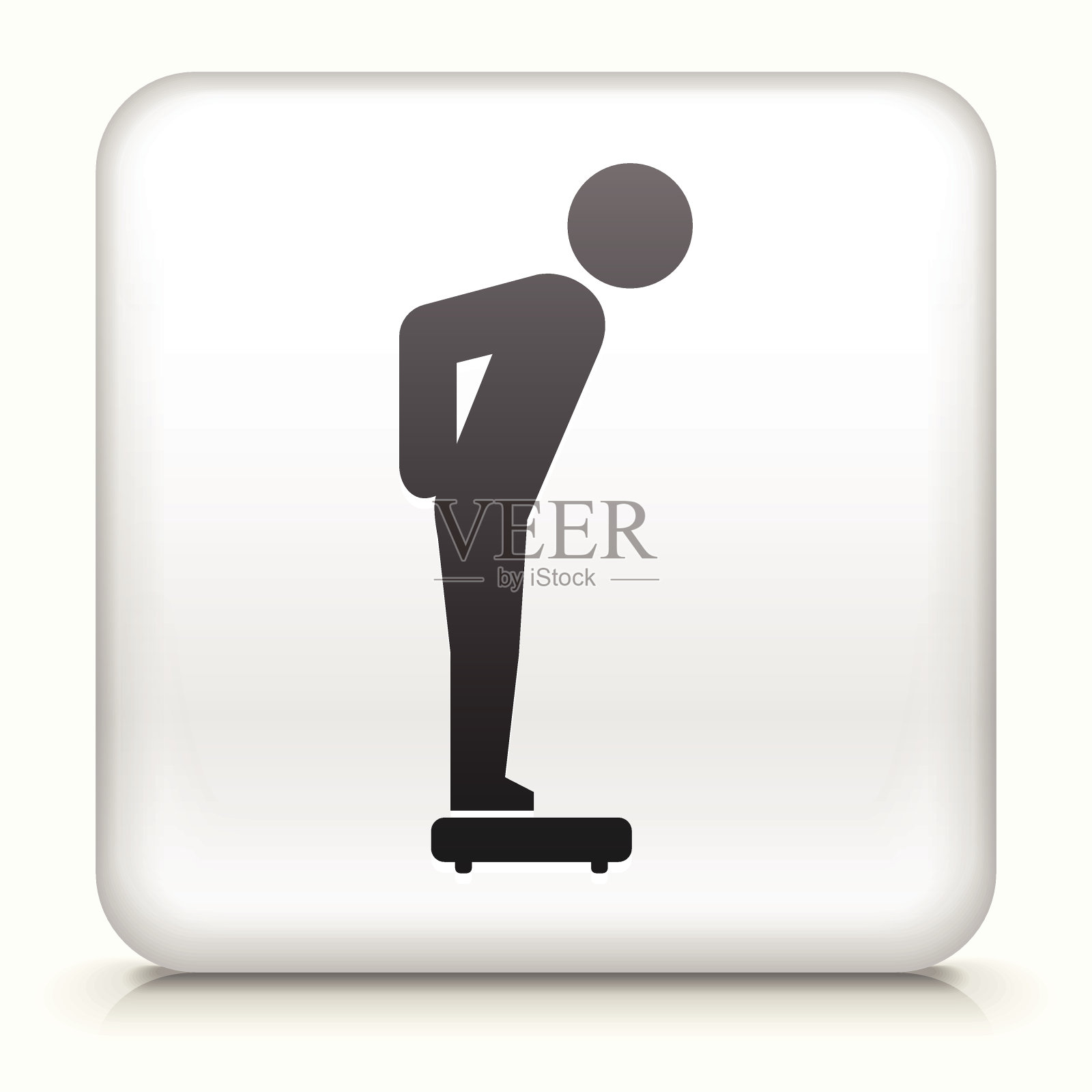 白色方形按钮与简笔画的比例插画图片素材